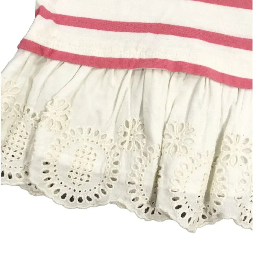Baby Gap 6-12m Pink Striped Eyelet Tunic